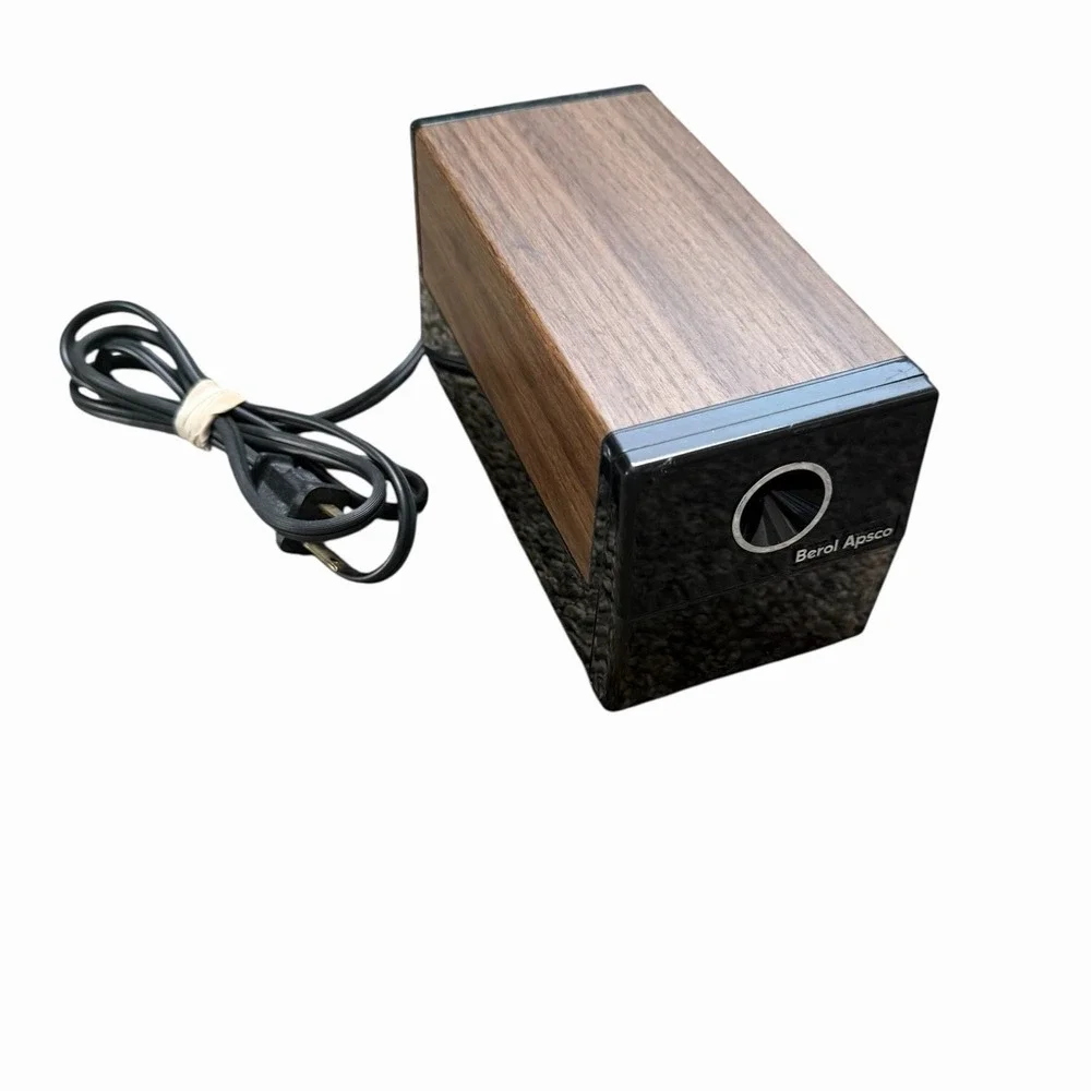 Vintage Berol Apsco Electric Pencil Sharpener Wood Grain Model AP-2001 USA WORKS